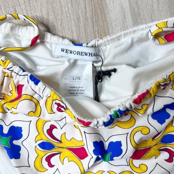 WeWoreWhat Ruched String Bottom In Pearl Tile Size L - Picture 5 of 8